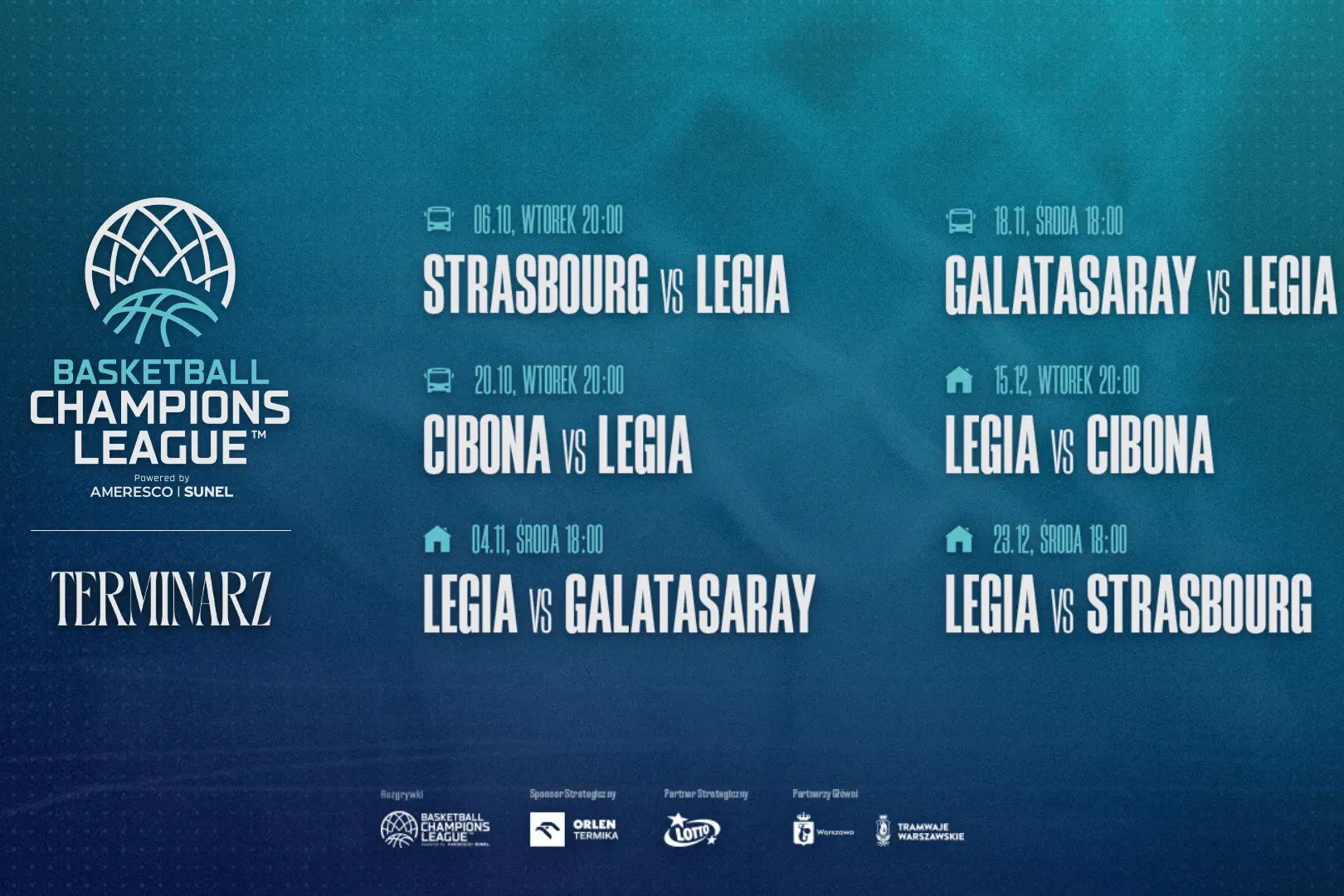 Godziny meczów Legii w BCL